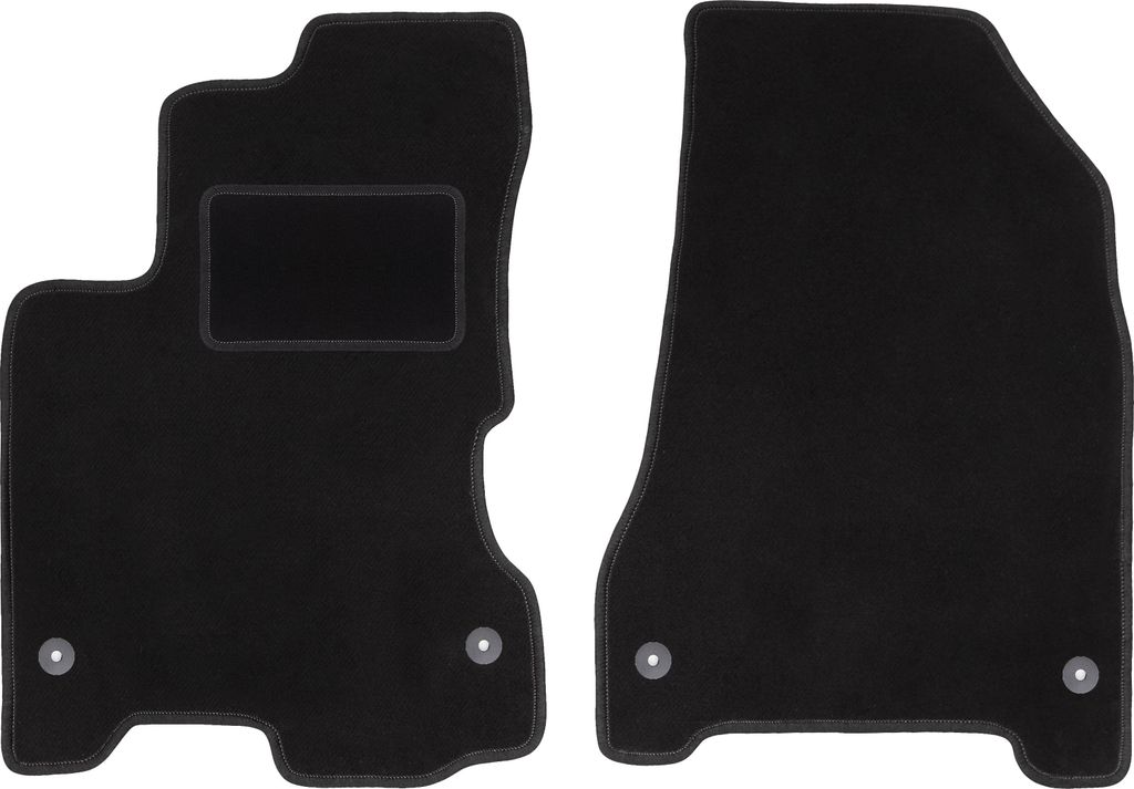 Velours-Fußmatten Vorne passend für Renault Koleos I (SUV, Bj. 2007-2016) – schwarz, passgenau, mit Befestigungen set 2 Stk. - STANDARD