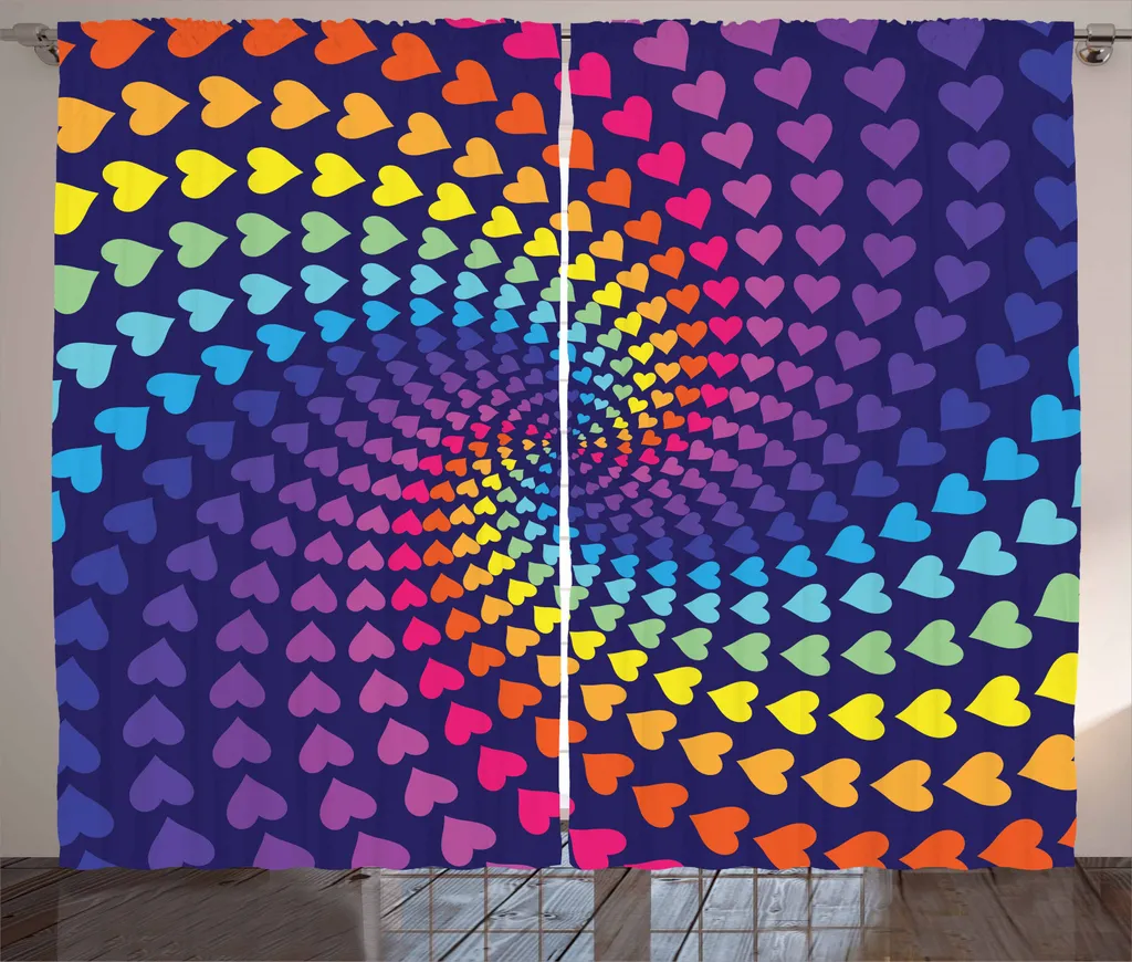 Tenda Vintage ABAKUHAUS 280x245 cm Rustica Cuori Retrò Colorata