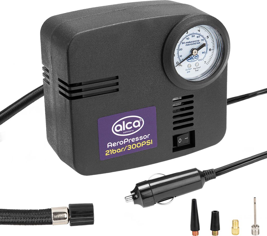 alca Auto Kompressor mini 12V elektrische Luftpumpe Luftkompressor 21 bar Zigarettenanzünder