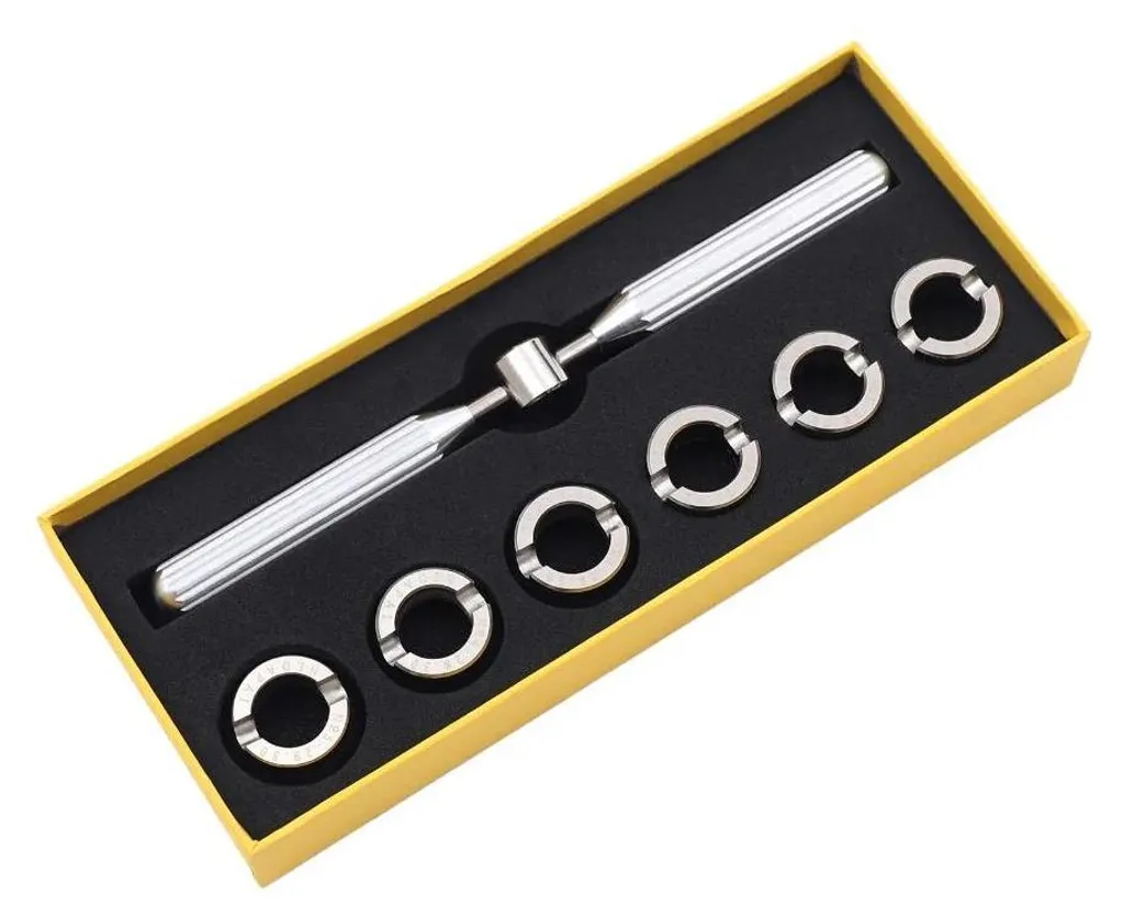 Clé d'horloger en acier allié de 22,5 cm avec 6 embouts pour piles