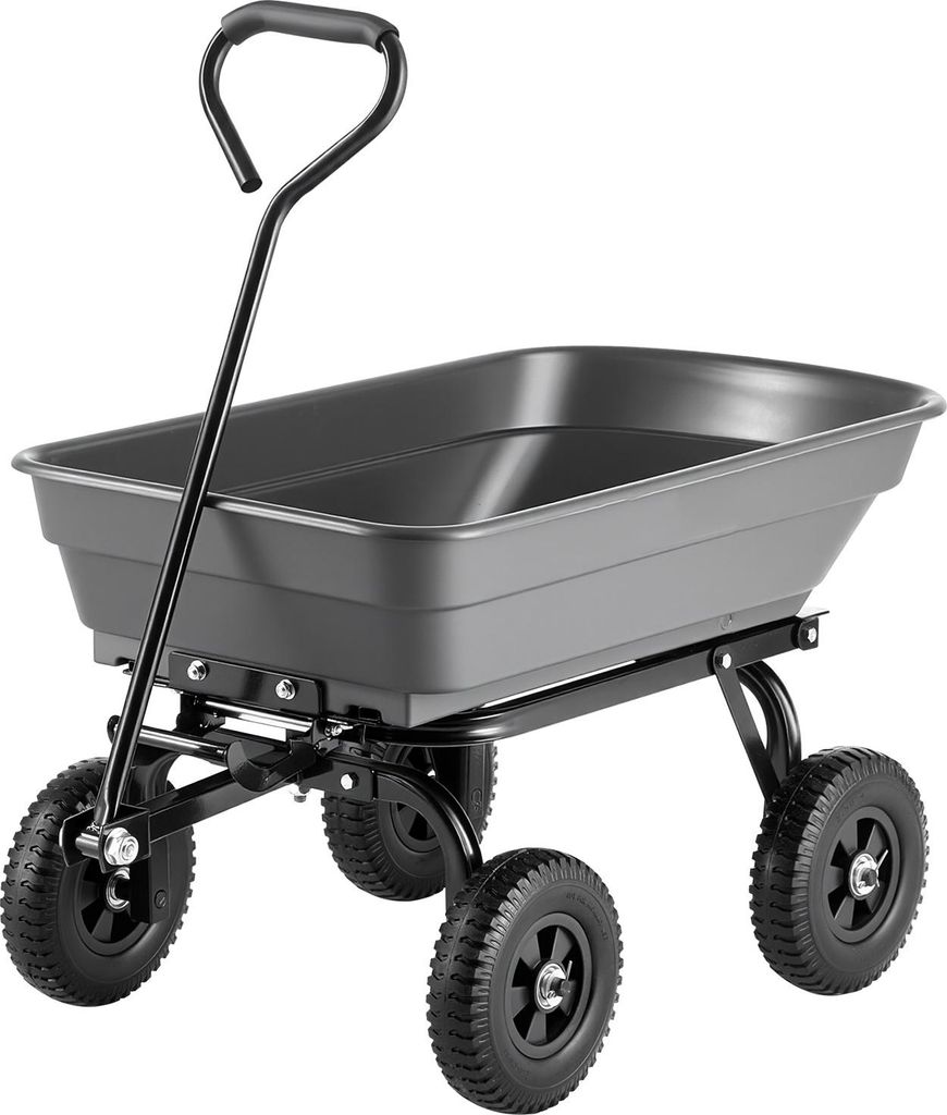 SucceBuy Gartenwagen mit Kippfunktion, 272 kg Tragfähigkeit, 270° drehbarer Transportwagen aus Kunststoff und Stahl mit 10-Zoll-Luftreifen, ideal...