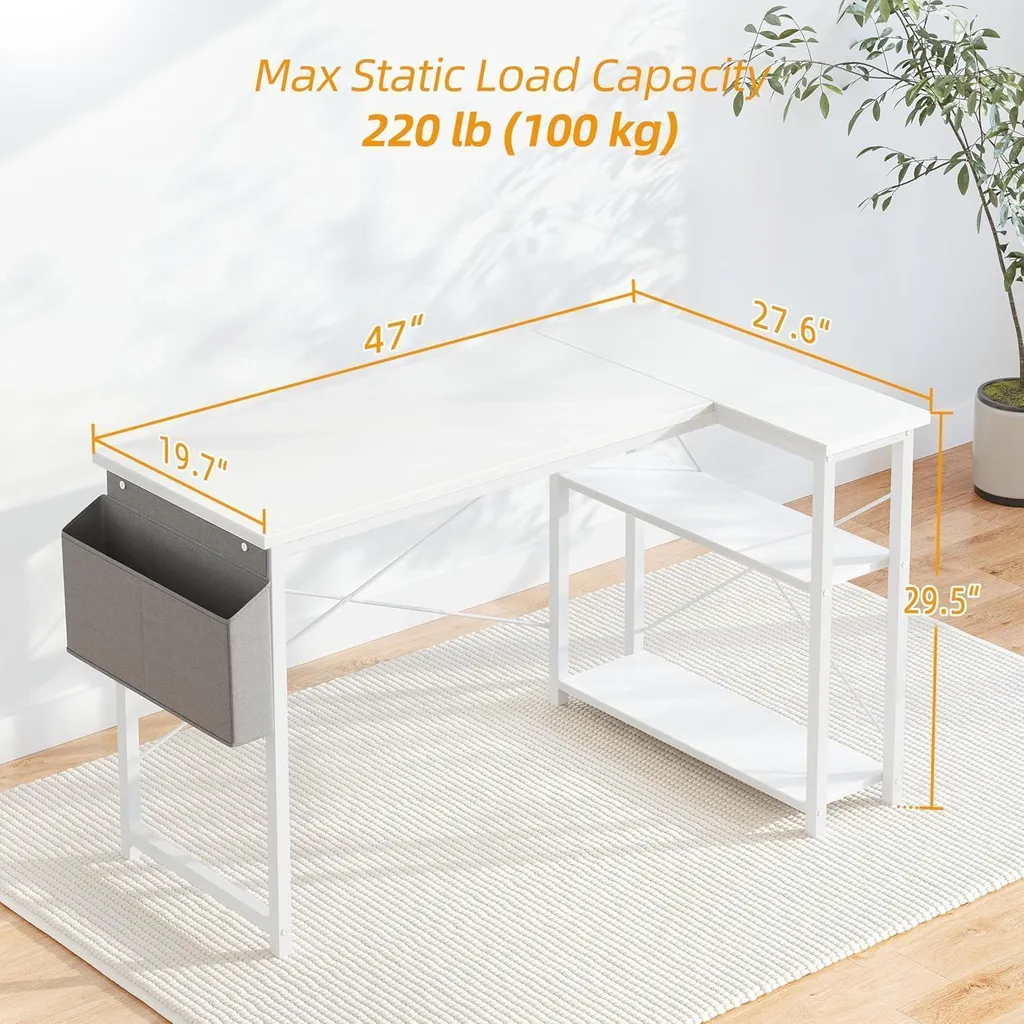 Bureau d'angle gaming 120x70 cm avec étagères de rangement intégrées - 5