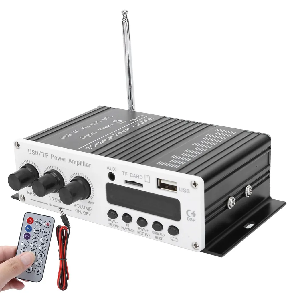 Ampli Stéréo 3 en 1 Bluetooth 4.2 FM Lecteur de Carte et USB Compact