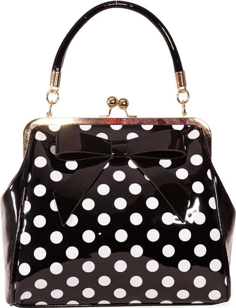 Sac à Main American Polka Noir avec Bandoulière et Design Années 50