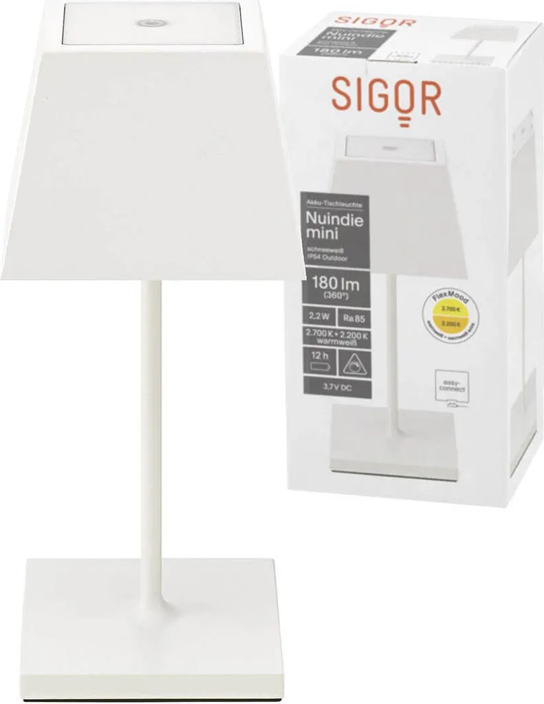 Lampe de Table Sans Fil pour Terrasse et Salon IP54 Blanc Sigor Mini - 17