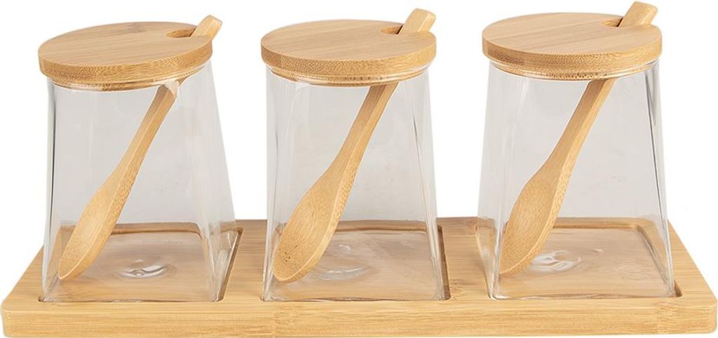 Clayre & Eef Vorratsglas 2er Set 7x7x10 cm Transparant Glas