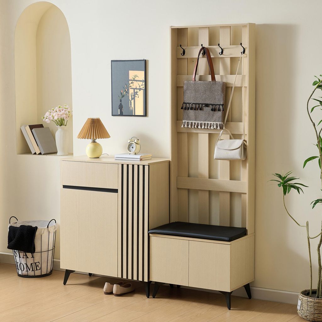 Set di armadi Merax con panca e credenza, set di mobili da Immagine del prodotto 