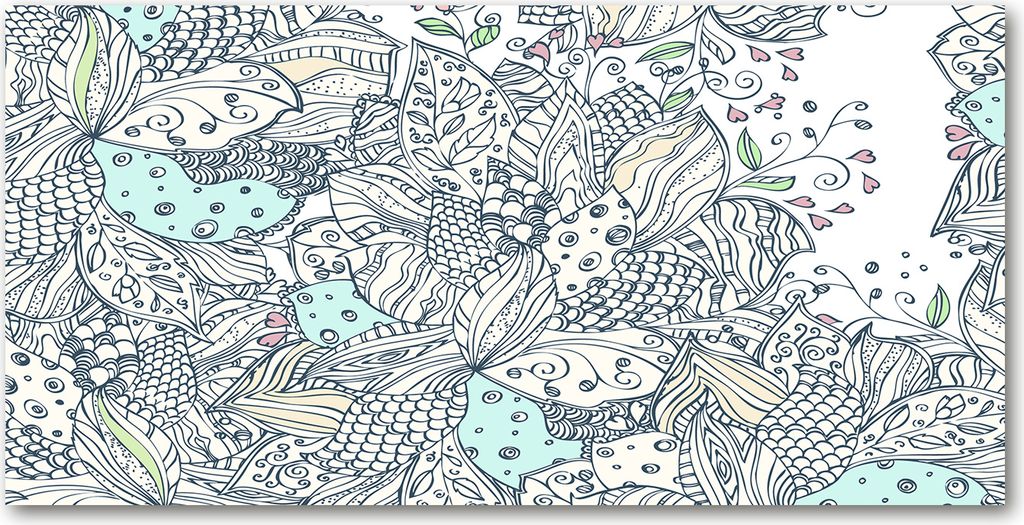 Tulup Glas-Bild -140x70- Wandkunst Dekorative Wand für Küche & Wohnzimmer - Blumen & Pflanzen - Blumenmuster - Blau