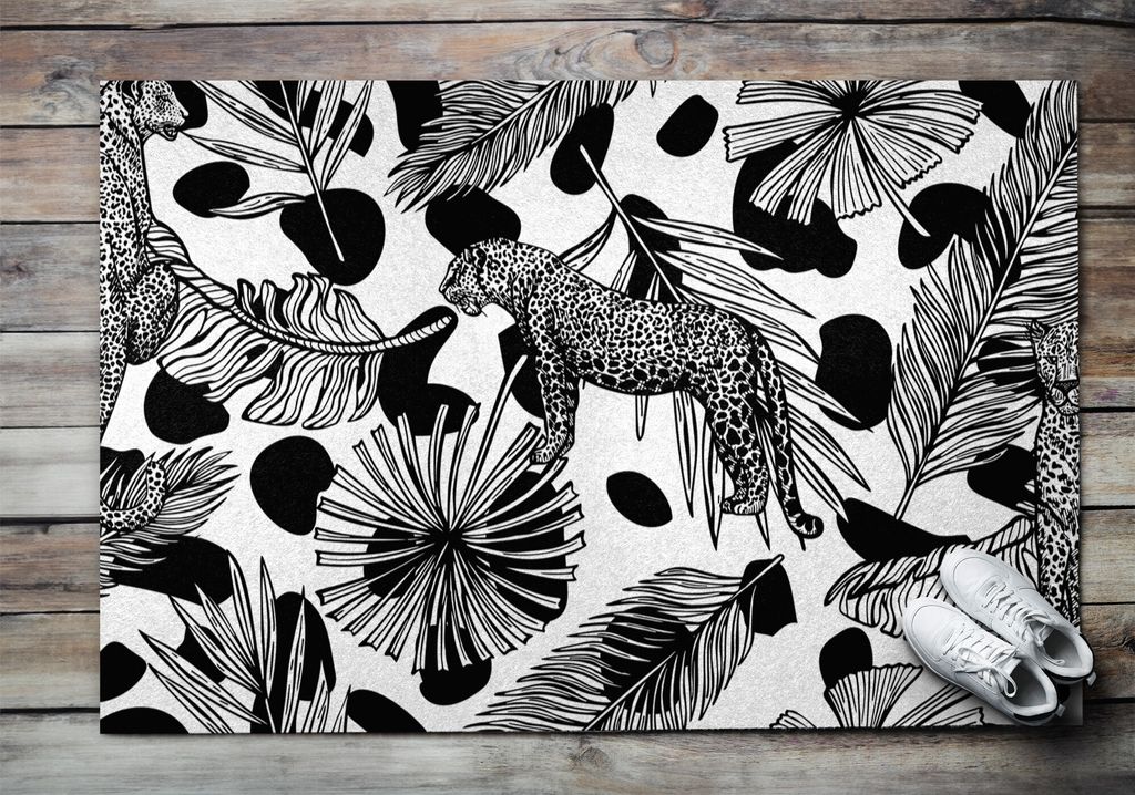 Fußmatte Aussen - Schuhmatte Haustür- Schmutzfangmatte Türvorleger - Outdoor Teppich Schmutzfänger - 150x100 cm - Savanna Leopard