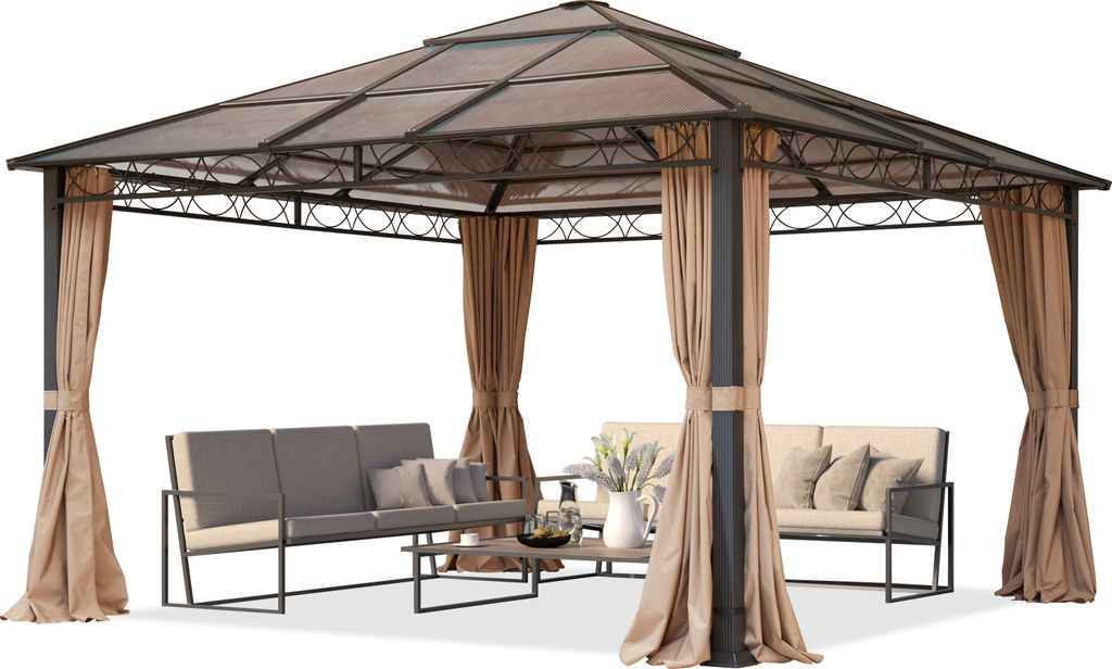 Gartenpavillon 4x4 m wasserdicht ALU Deluxe Pavillon mit 4 Produktbild 
