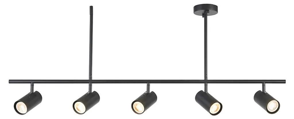 Plafonnier métal noir 5xGU10 REZ 110cm IP20 Endon finition premium