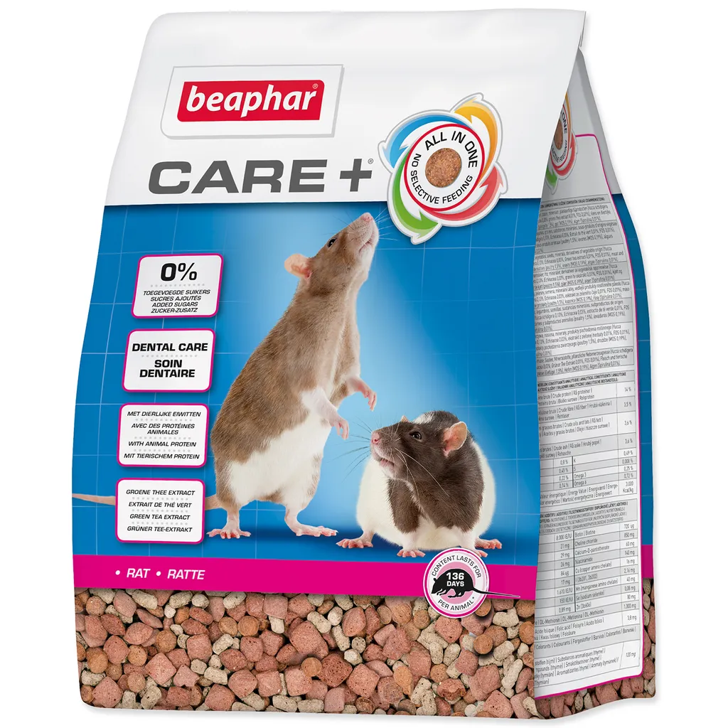 Nourriture pour Rats Beaphar Care+ 1,5kg - Granulés Tout-en-Un Sains