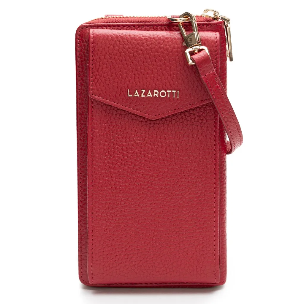 Lazarotti Bologna Portefeuille en Cuir Rouge avec Bandoulière - Modèle 2