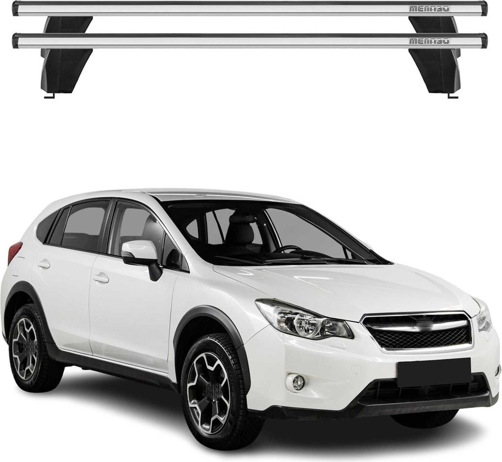 Menabo Dachträger Grundtäger für Subaru XV mk1 2012-2017 75kg Alu Silber 2 tlg