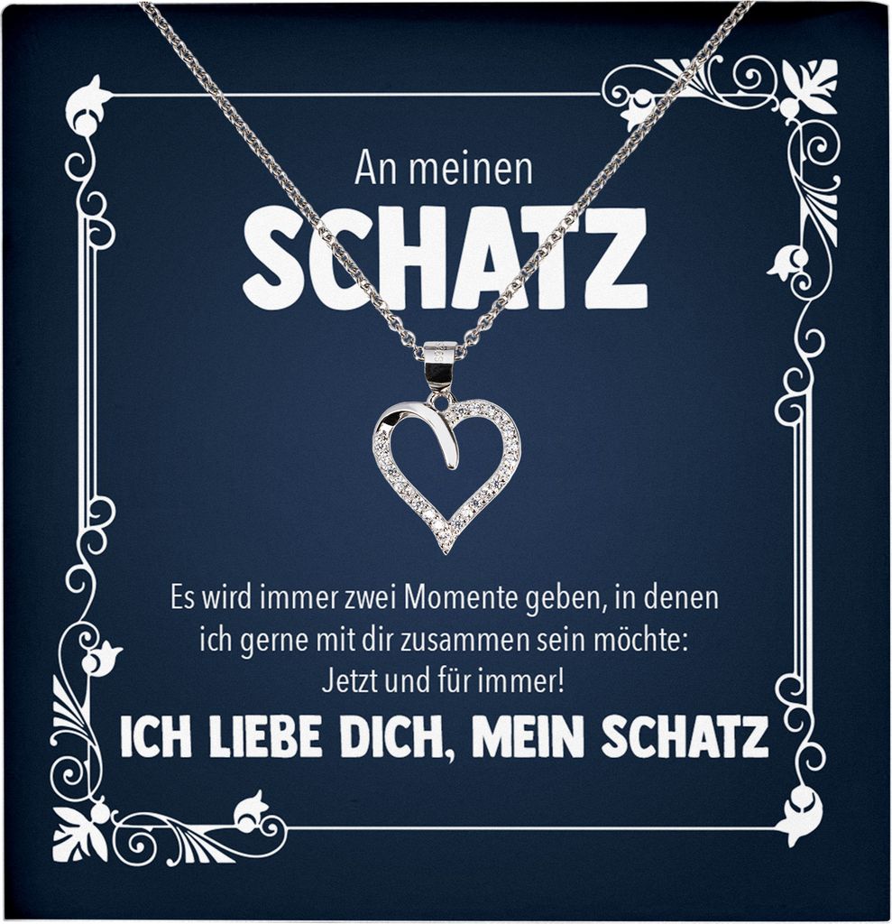 22Feels Echt Silber Halskette - Schatz Frauen Geschenk Schmuck Set Hochzeitstag Valentinstag Ehefrau Freundin Jahrestag - Herz Anhänger, Karte
