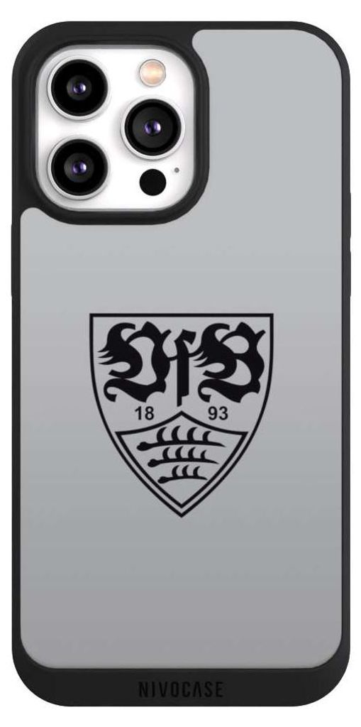 NIVOCASE Handyhülle für Apple iPhone 14 Pro Max Hülle NIVOpure Case Schwarz Logo Offizielles Lizenzprodukt VfB Stuttgart