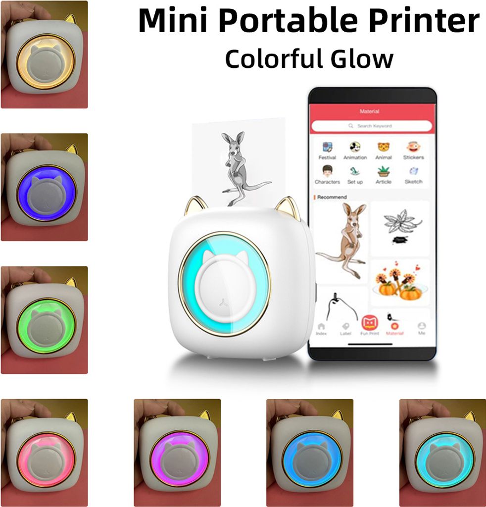 Mini kapesní tiskárna, termotiskárna, BT nálepka s 6 rolemi Obrázek produktu 5