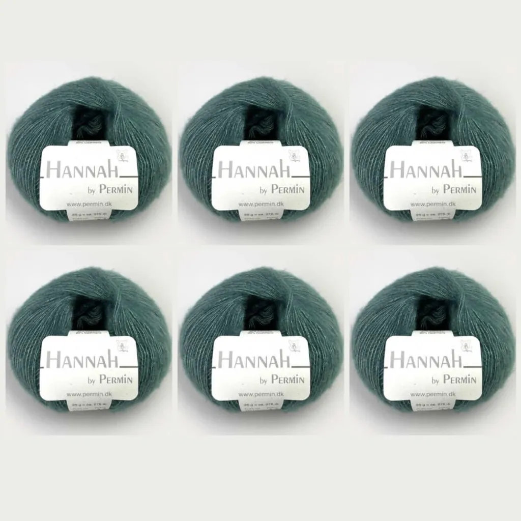 Hannah by Permin Laine, Soie, Cachemire - 6x11 Vert Patiné Luxe Tricot