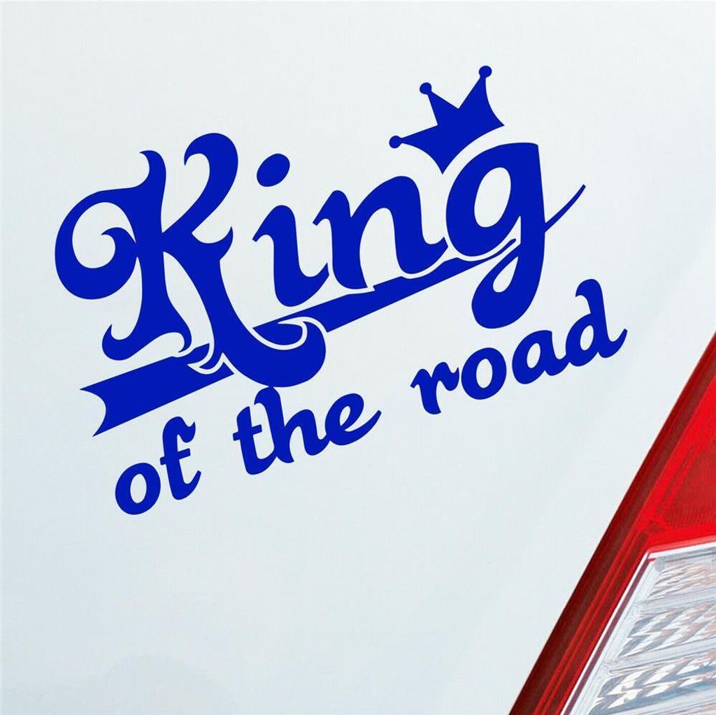 Auto Aufkleber King of the Road König Tuning 14x9 cm Dunkelblau Sticker Heckscheibenaufkleber