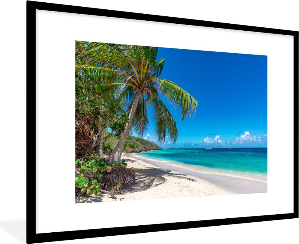 MuchoWow Gerahmtes Poster Strand - Meer - Tropisch 90x60 cm - Poster mit Schwarzem Bilderrahmen Wandposter Rahmen Foto Bilder - Wanddekoration - ...