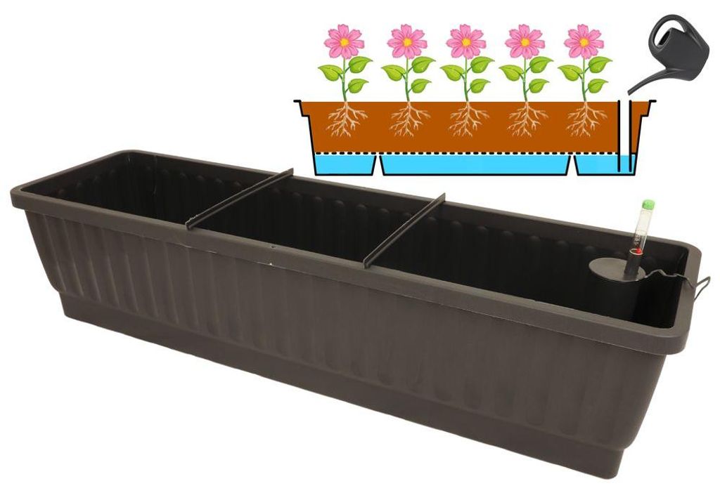 XXL Blumenkasten mit Bew. Venezia 100 cm anthrazit Produktbild 
