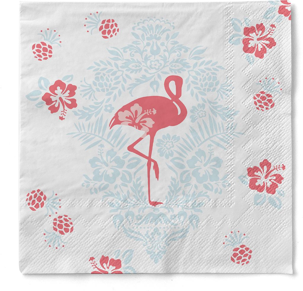 Tissue Serviette Ingo, 3-lagig, 40 x 40 cm, 100 Stück - Mank - Flamingo