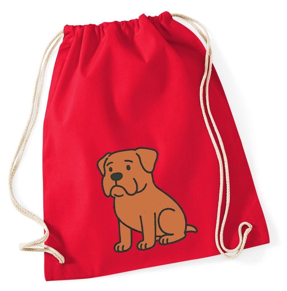 Huuraa Turnbeutel Bordeauxdogge Comic Bordeauxi 12 Liter Classic Red Baumwolle Rucksack Geschenkidee