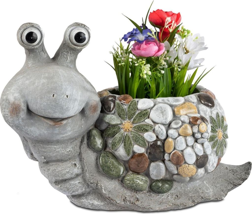 Dekofigur Schnecke STONES zum bepflanzen L. 35cm grau grün Magnesia Formano S26
