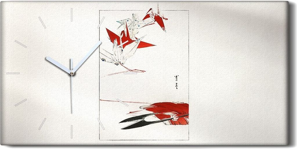 Leinwand Wanduhr Wandkunst Uhr Quarz 60x30 Malerei Asiatische Origami Kunst - weiße Hände
