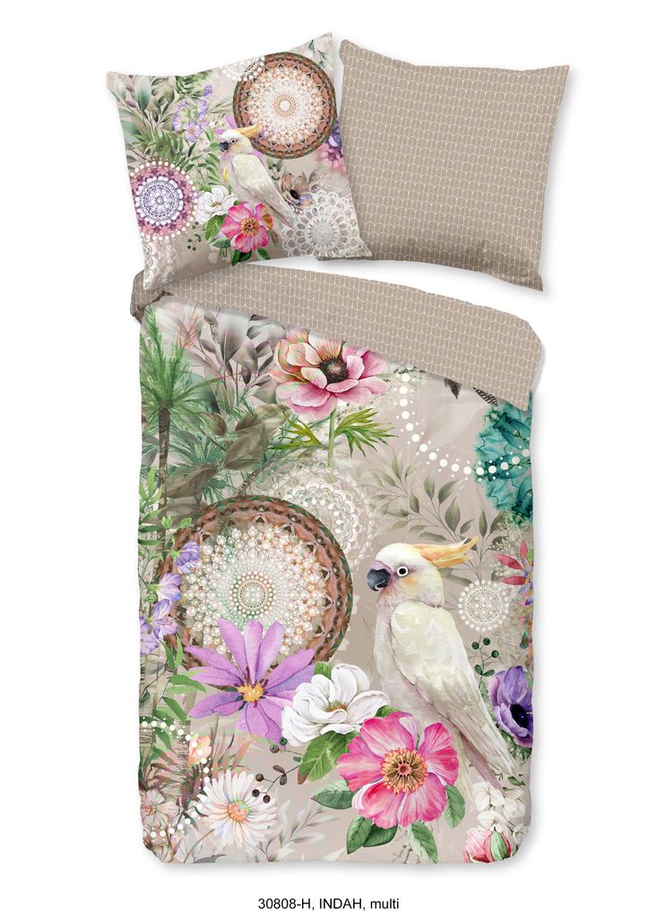 HIP Bettbezug "mandala, fiori e un pappagallo" - Sabbia - Immagine del prodotto 
