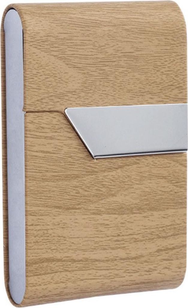 INF Zigarettenetui aus Kunstleder mit Holzmaserung - Platz für 7 King-Size-Zigaretten Braun