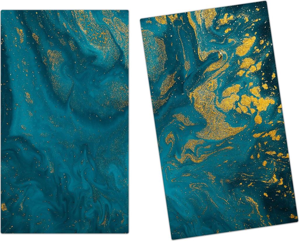 Spritzschutz Herdabdeckplatte Schneidebrett aus Glas Abstrakte Texturen 2-Teilig (60x52cm)