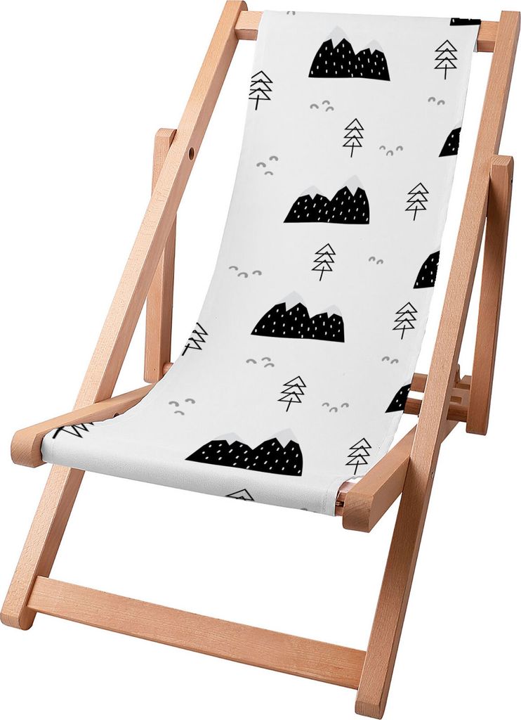 Dreamroots Kinder Liegestuhl klappbar Holz bis zu 130 kg, Sonnenliege klappbar mit 3-stufiger Neigungsregulierung der Rückenlehne, Scandi Mountains