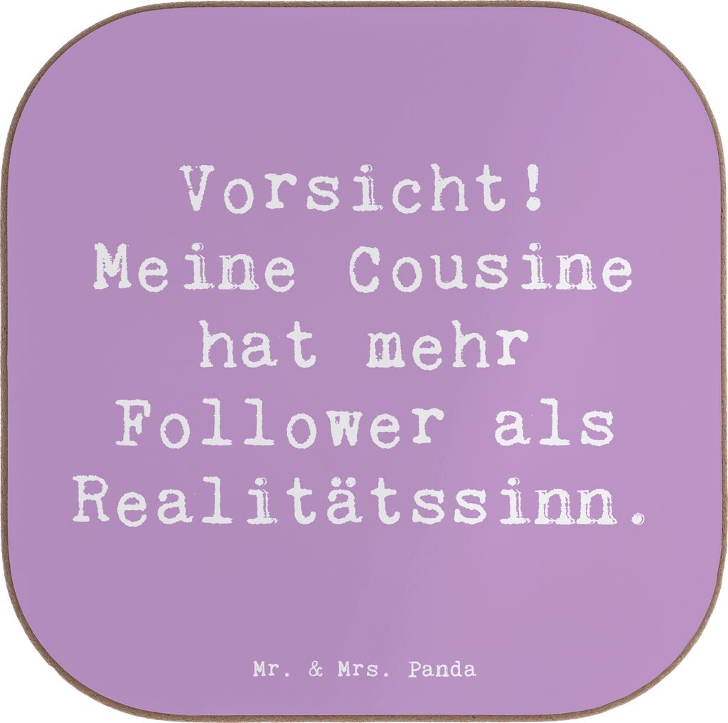 Mr. & Mrs. Panda Untersetzer für Gläser Spruch Cousine Influencer - Lavendeltraum - Geschenk, Humor, Social Media, Holzuntersetzer, Tischunterset...