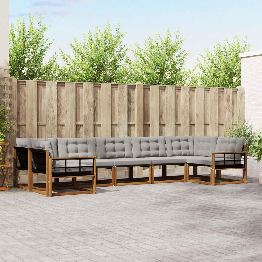 (Robust Möbel)Outdoor-Sofagarnitur - CLORIS - Balkonmöbe/Sitzgruppe - mit Kissen 7 pcs - Moderne Design - Natürlich und Hellgrau - Gartensof...