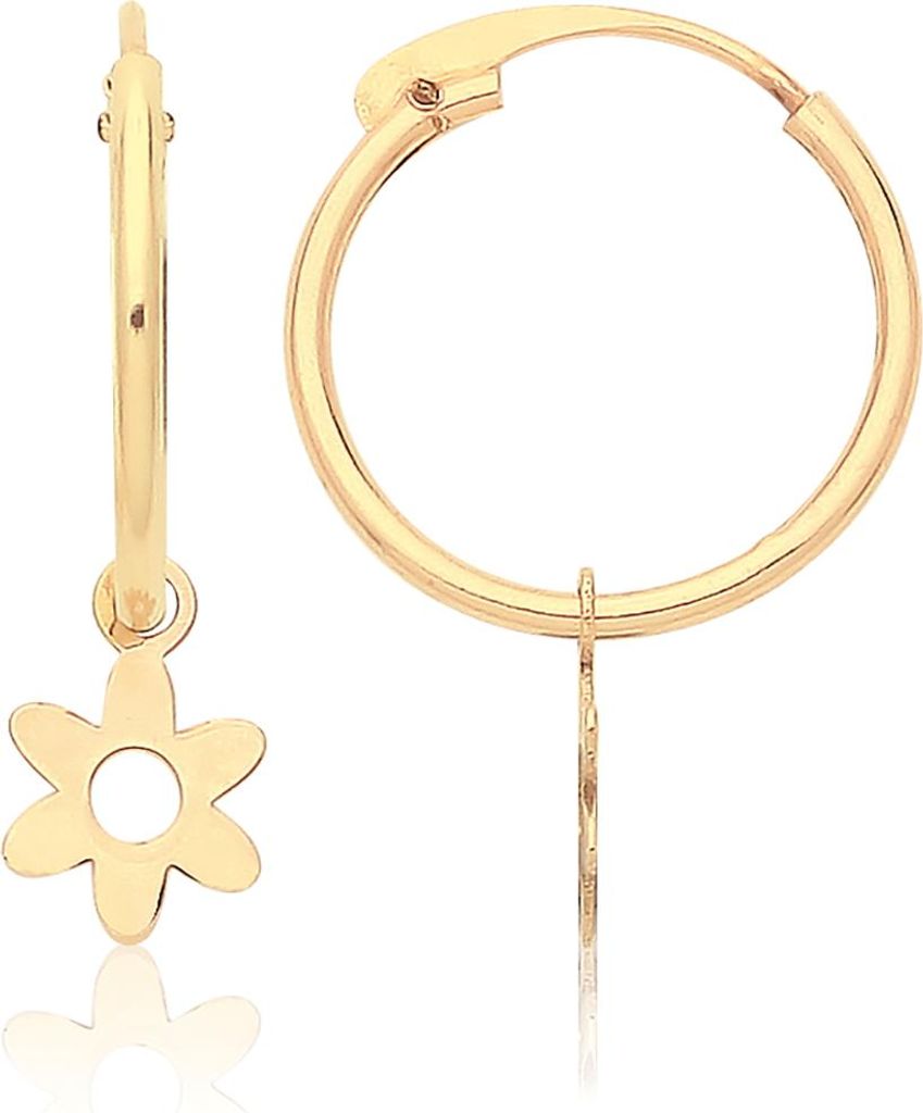 Schöne 9 Karat (375) Gold Blume Damen - Schlafer / Sleeper Ohrringe - 16mm*4mm; TRS36283