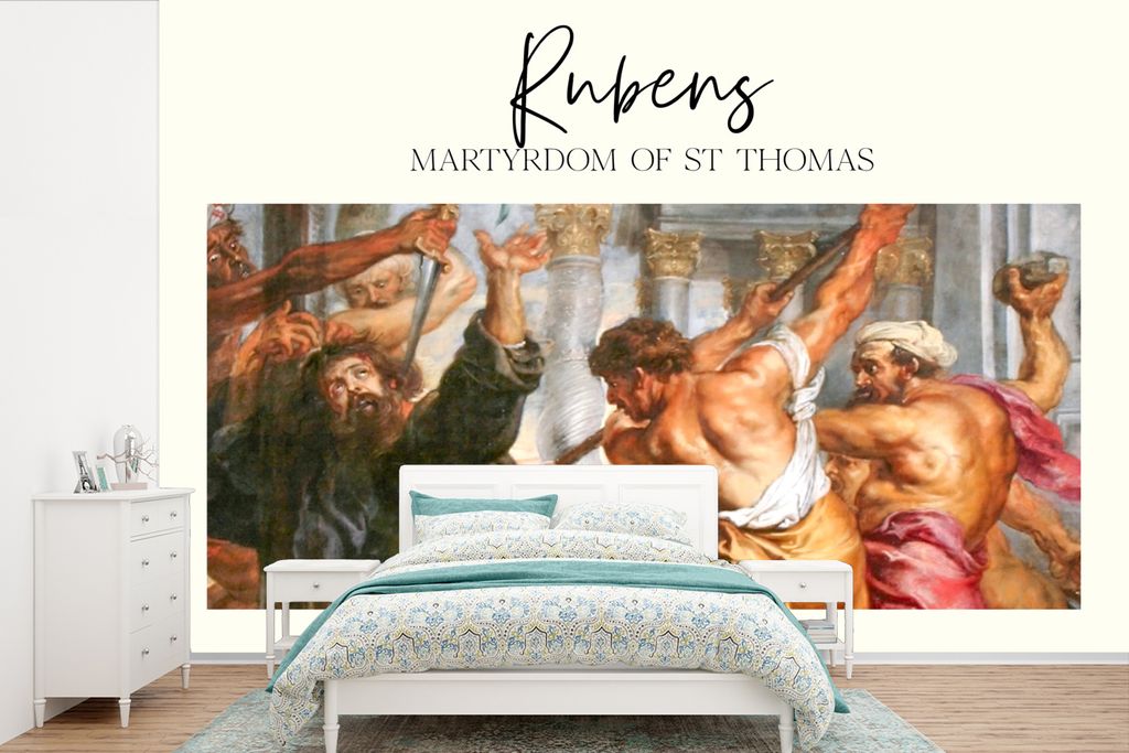 MuchoWow Fototapete für Wohnzimmer oder Schlafzimmer Wandtapete Vinyl Motivtapete Kunst - Rubens - Martyrium des Heiligen Thomas - 390x260 cm - ...