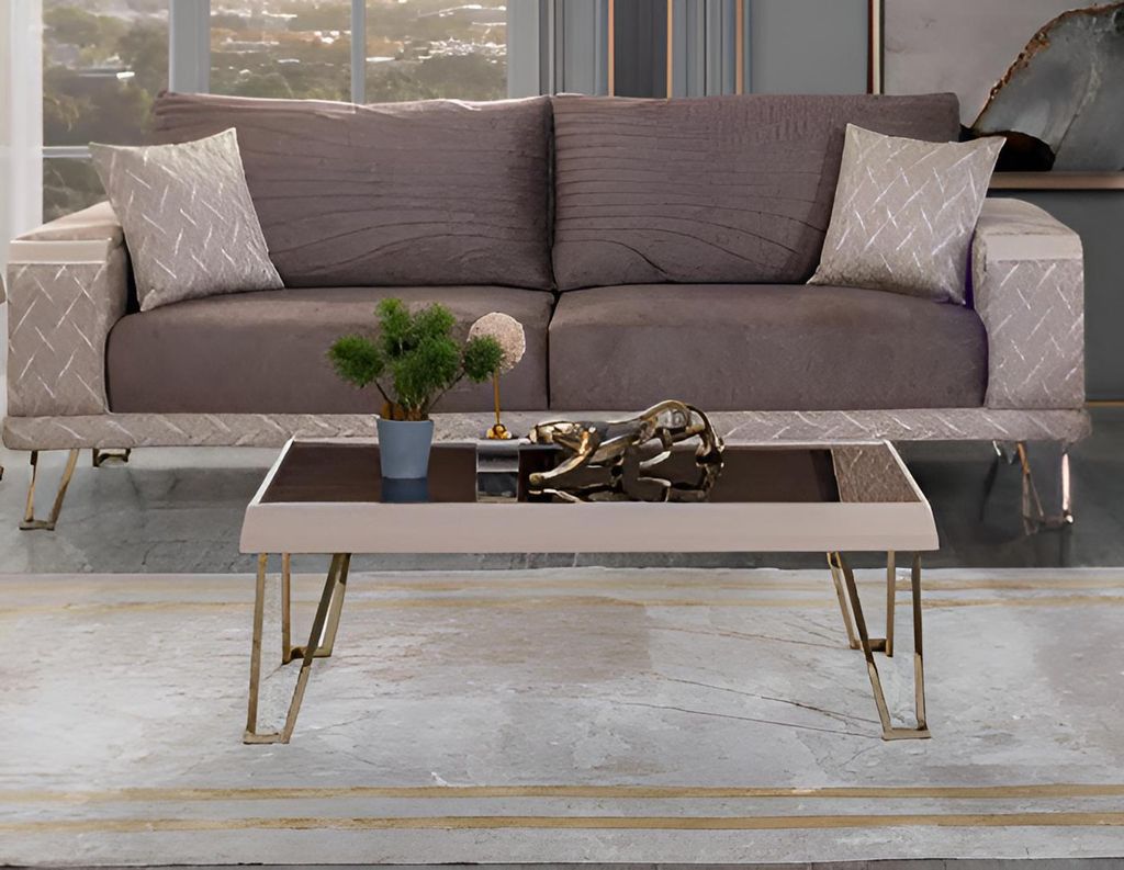 Sofa-Set Holzrahmen Stilvolles Design Metallbeine Minimalistische Stil
