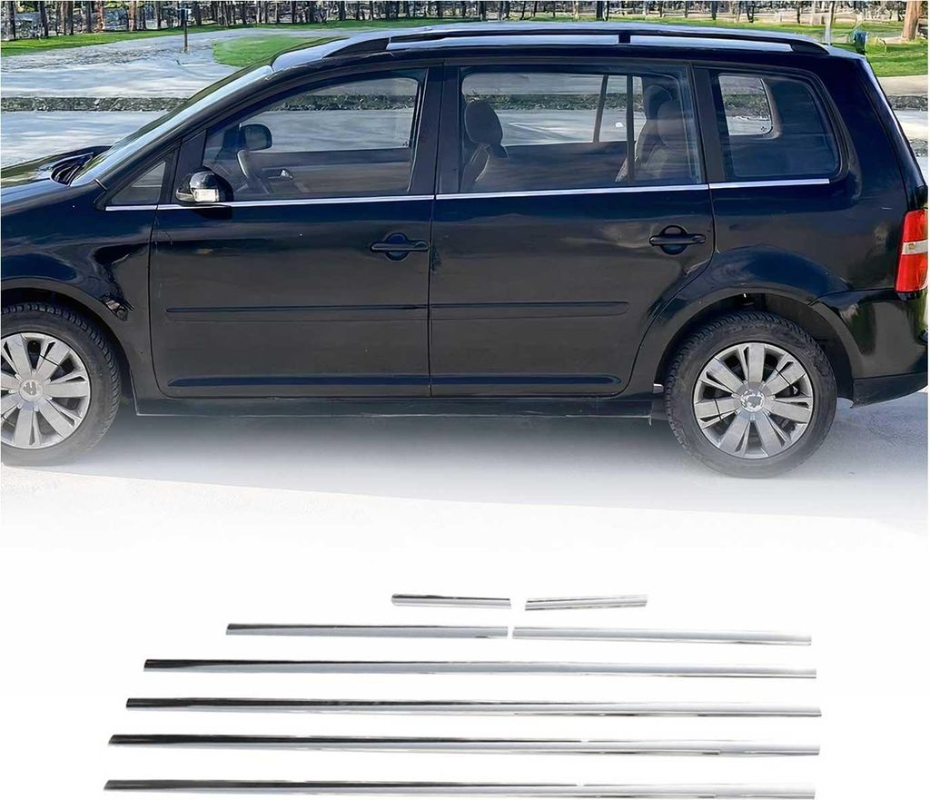 Fensterleisten Zierleisten für VW Touran 2003-2010 Edelstahl Chrom 8tlg