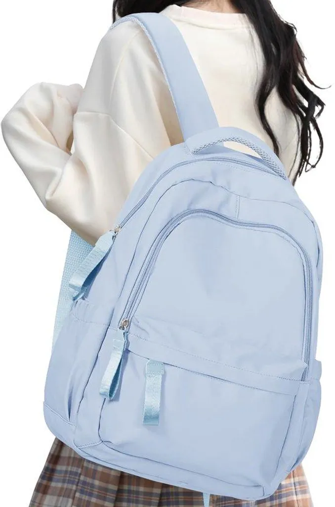 Sac à dos 14 pouces bleu ciel léger pour filles avec grand volume