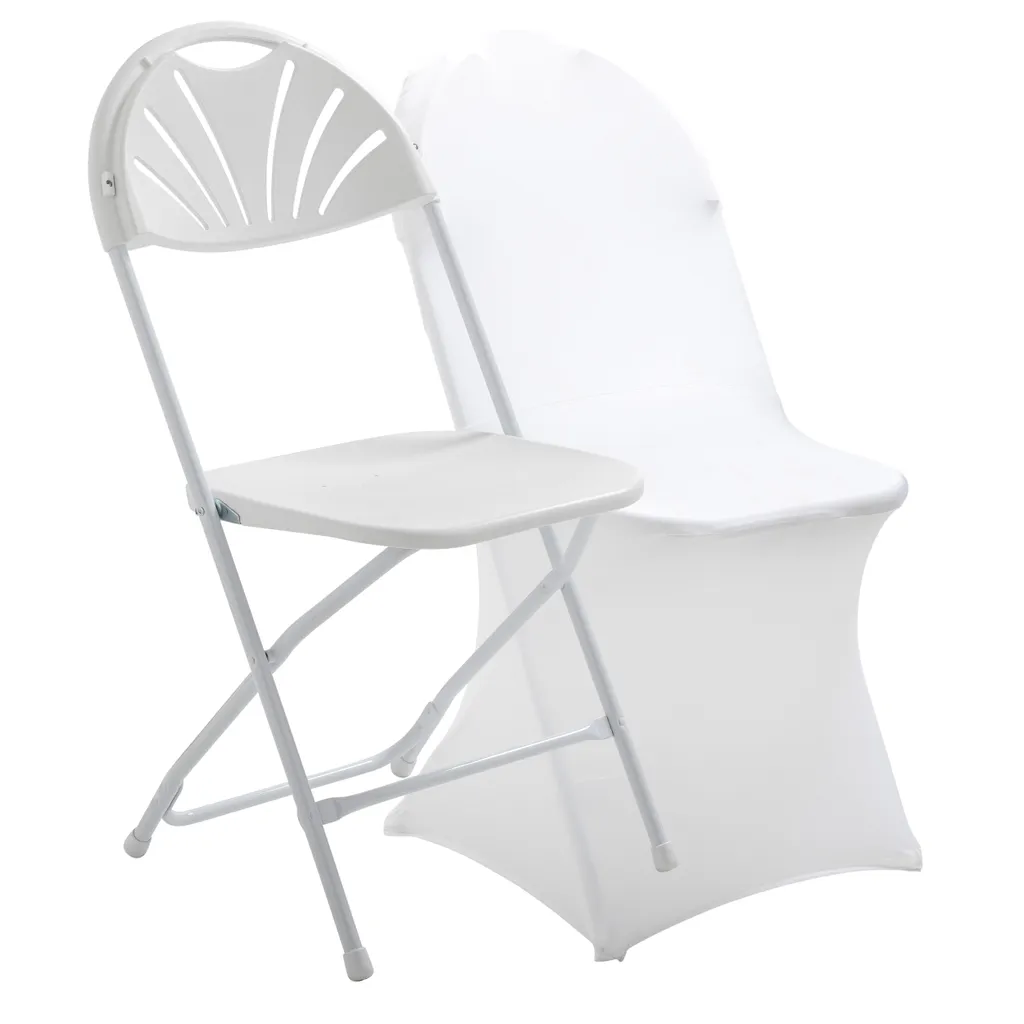 Chaise pliante blanche Oviala REKKEM résistante avec housse de déco