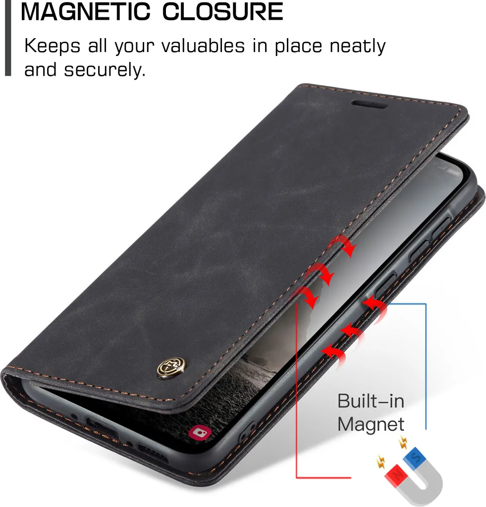 Custodia Samsung Galaxy A56 Nero - Cover Retrò in Finto Cuoio Premium - 3