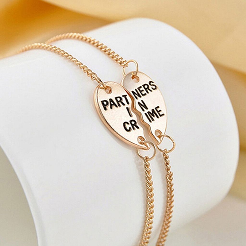 1 Paar einzigartiges Damen-Armband mit geteiltem Herz-Anhänger für beste Freunde, Freundschaftsgeschenk