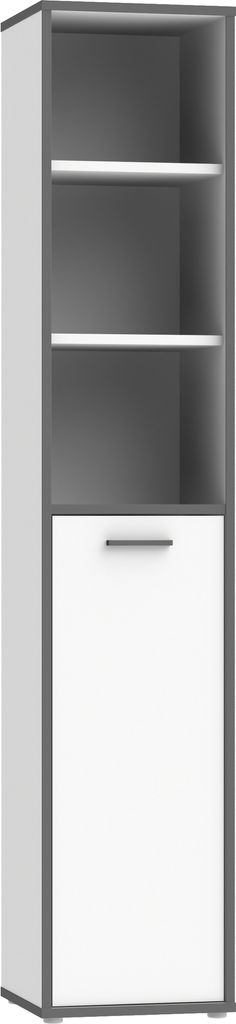 Standregal >KEFLAVIK< in Weiss / Uni Wolfram Grau - 44,8x226,4x41,5cm (BxHxT)