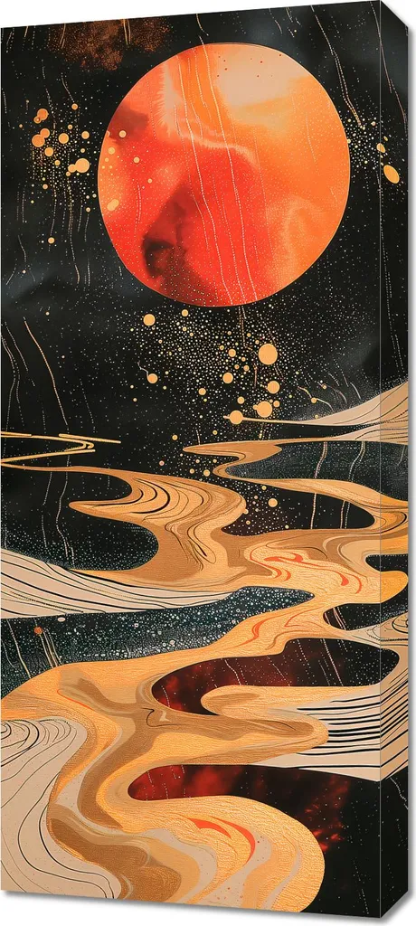 Quadro Danza Planetaria 40x90 cm - Decorazione Parete Moderna in Tela