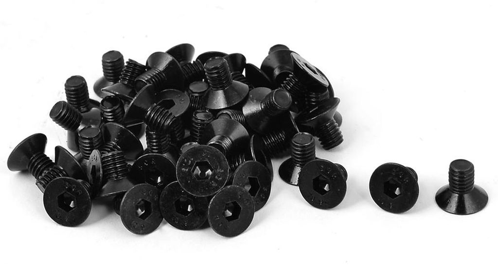 50 Stš¹ck M6x10mm 10.9 Kohlenstoffstahl Senkkopfschrauben Senkkopf Innensechskantschraube Schwarz