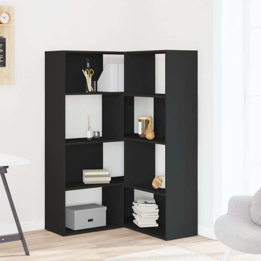 "im Sonderangebot"Eck-Bücherregal - CLORIS - Standregal - Robust und langlebig - 4 Etagen Schwarz 85x85x140 cm Holzwerkstoff - NeuMöbel9799723