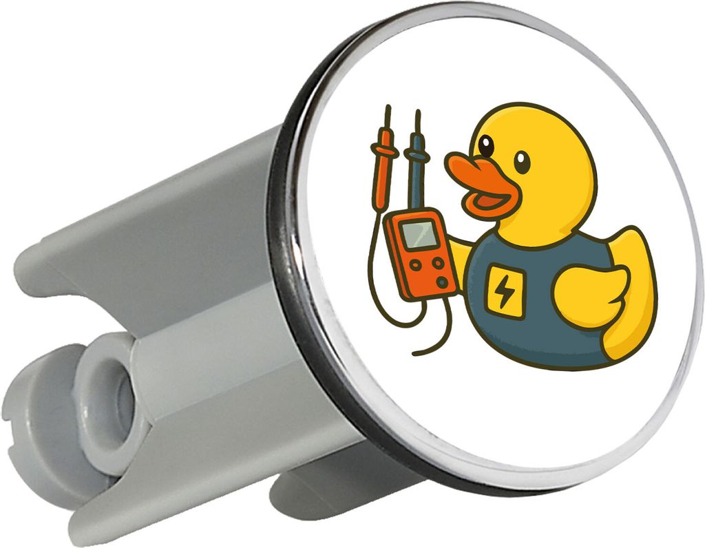 Huuraa Waschbeckenstöpsel Quietscheente Elektronik Comic Gummiente 4cm höhenverstellbar Abflussstopfen Geschenkidee