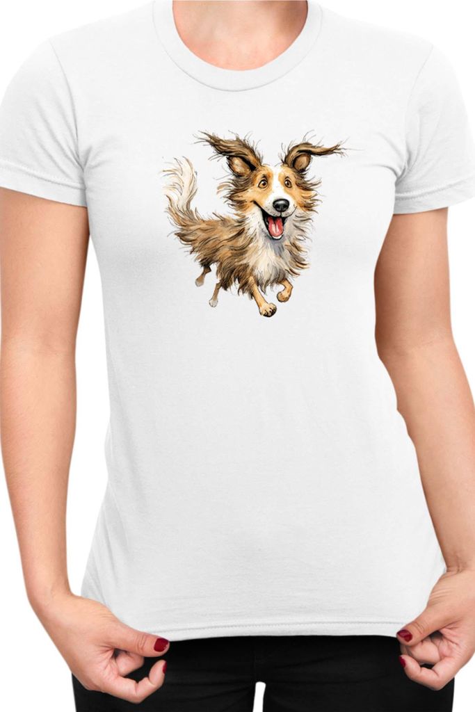 Damen T-Shirt Funny Dogs Breeds Shetland Sheepdog Breed Dog Breed, Lady XL / Weiß