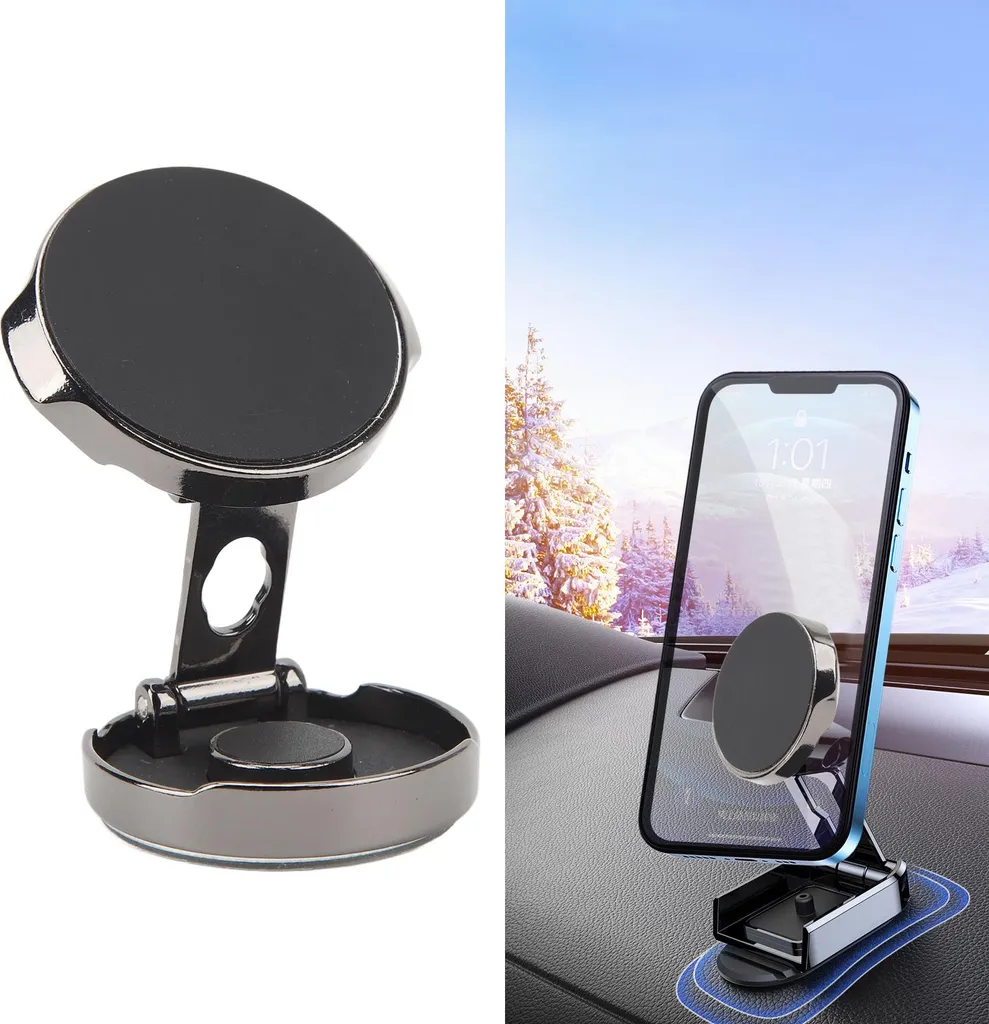 Supporto magnetico nero, rotondo e pieghevole per telefono, supporto mobile pieghevole a 180° per IPhone 14 13 12 Pro